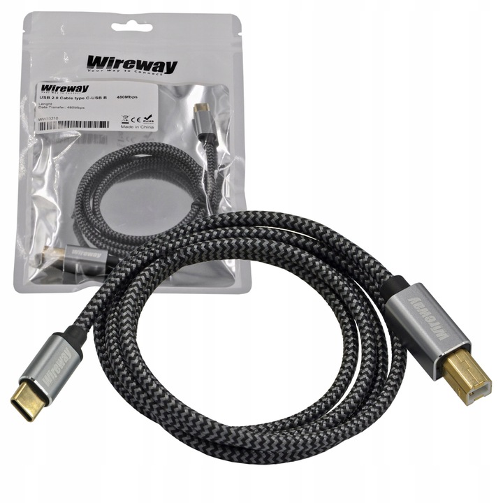 KABEL PRZEWÓD USB 2.0 USB-B DO USB-C DO DRUKARKI OPLOT WIREWAY WW332102 2m