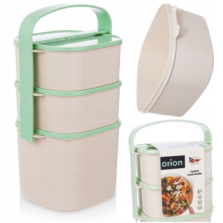 Menażka OBIADOWA 3-poziomowa piętrowa do przenoszenia żywności obiadów