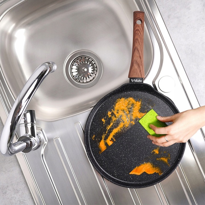 Patelnia GRANITOWA do naleśników placków omletów niska płaska 24 cm VILDE