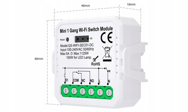 Przekaźnik WiFi Sterownik beznapięciowy TUYA Smart