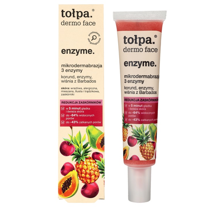 Mikrodermabrazja 3 enzymy usuwająca zaskórniki TOŁPA dermo enzyme 40