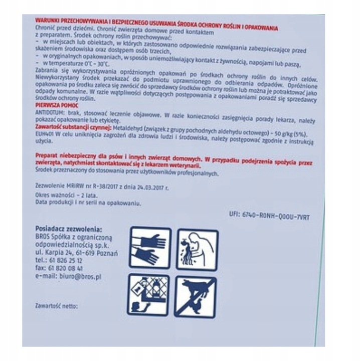 BROS Na Ślimaki Snacol Granulat TRUTKA Na Ślimaki Skuteczny Preparat