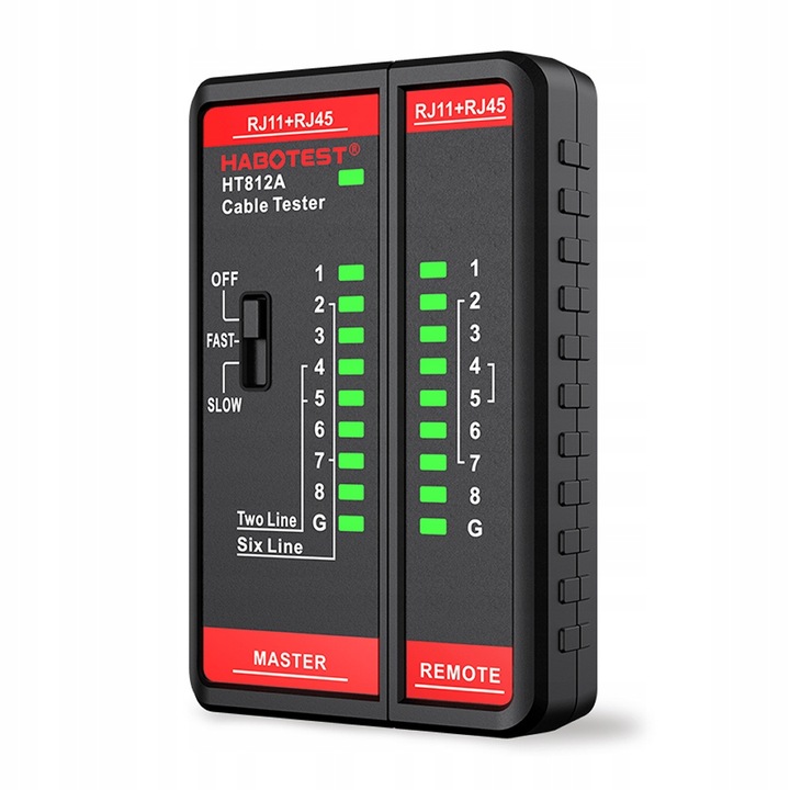 TESTER PRZEWODÓW SIECIOWYCH RJ11 RJ45 LAN SZUKACZ PAR KABLI HABOTEST HT812
