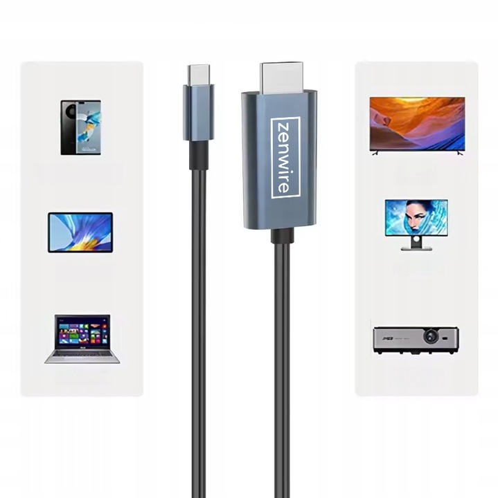 Kabel Adapter Przejściówka USB-C HDMI 4K 60Hz MHL DEX do Telefonu Macbooka