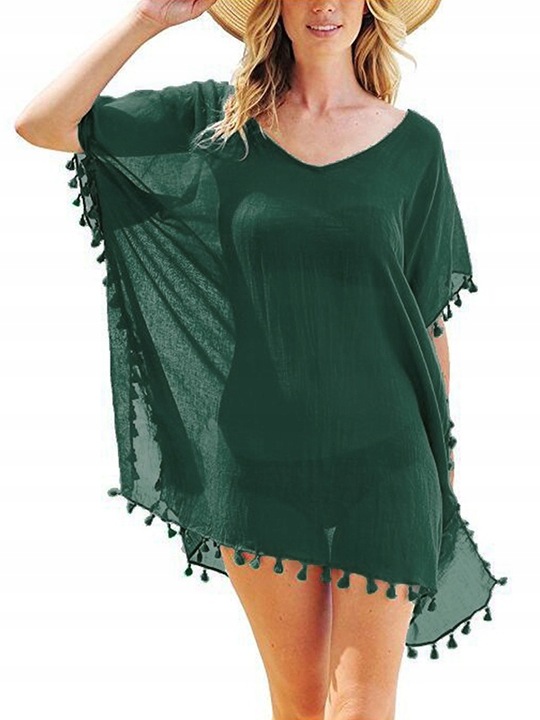 PAREO LETNIA TUNIKA PLAŻOWA KRÓTKA SUKIENKA DAMSKA MINI SZYFON BOHO KOLORY