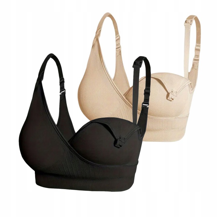 ZESTAW BIUSTONOSZ DO KARMIENIA BEŻOWY CZARNY STANIK CIĄŻOWY KOMPLET