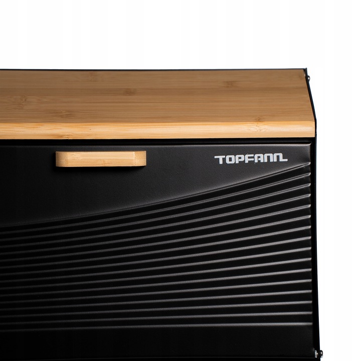 DUŻY CHLEBAK METALOWY Z DESKĄ POJEMNIK NA PIECZYWO CHLEB CZARNY BAMBUSOWY