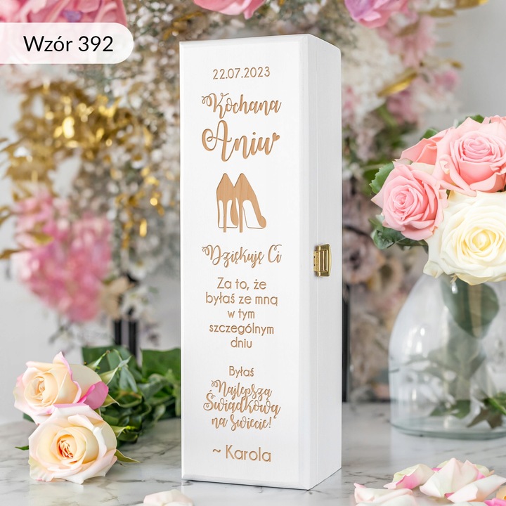 PODZIĘKOWANIE DLA ŚWIADKOWEJ SKRZYNKA NA WINO PREZENT DLA ŚWIADKOWEJ