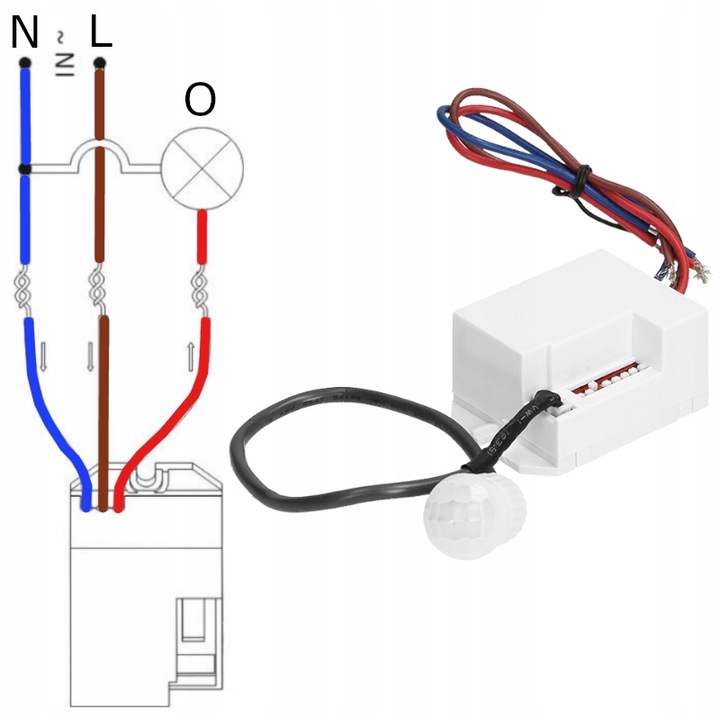 CZUJNIK RUCHU Z ZEWNĘTRZNYM SENSOREM 360° LED SONDA ZMIERZCHU PIR 230V MINI