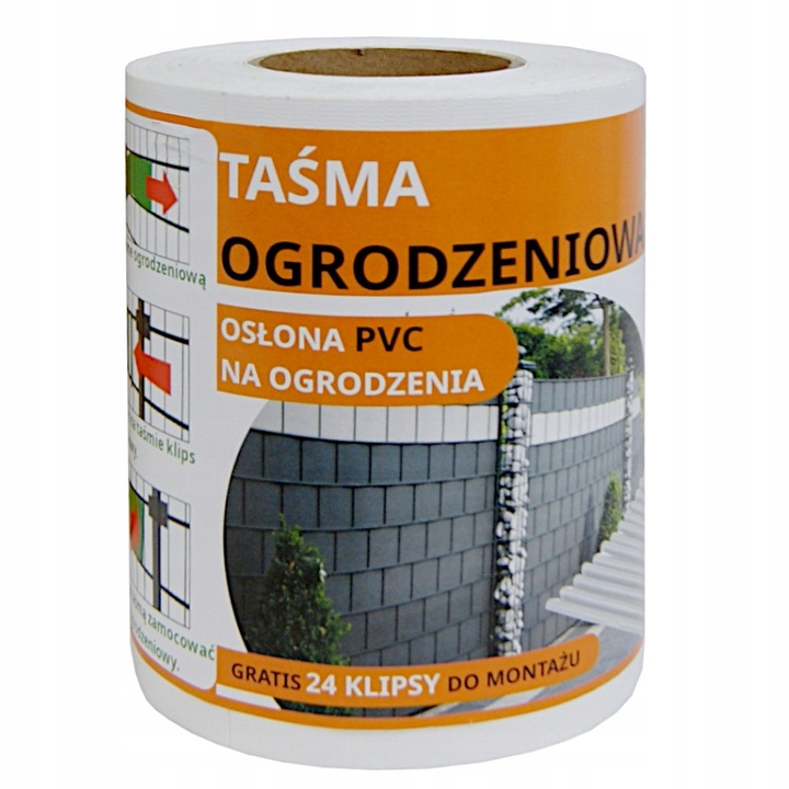 TAŚMA OGRODZENIOWA OSŁONA NA OGRODZENIE PŁOT +UV 24KLIPSY 19cmx35m