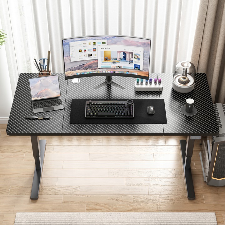 Biurko Elektryczne Podnoszone Czarne 160x80 Regulowane NOWOCZESNE