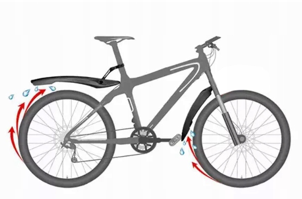 BŁOTNIKI ROWEROWE NA ROWER 26/28 PRO PRZÓD+TYŁ KOMPLET CHLAPACZE MTB CZARNY