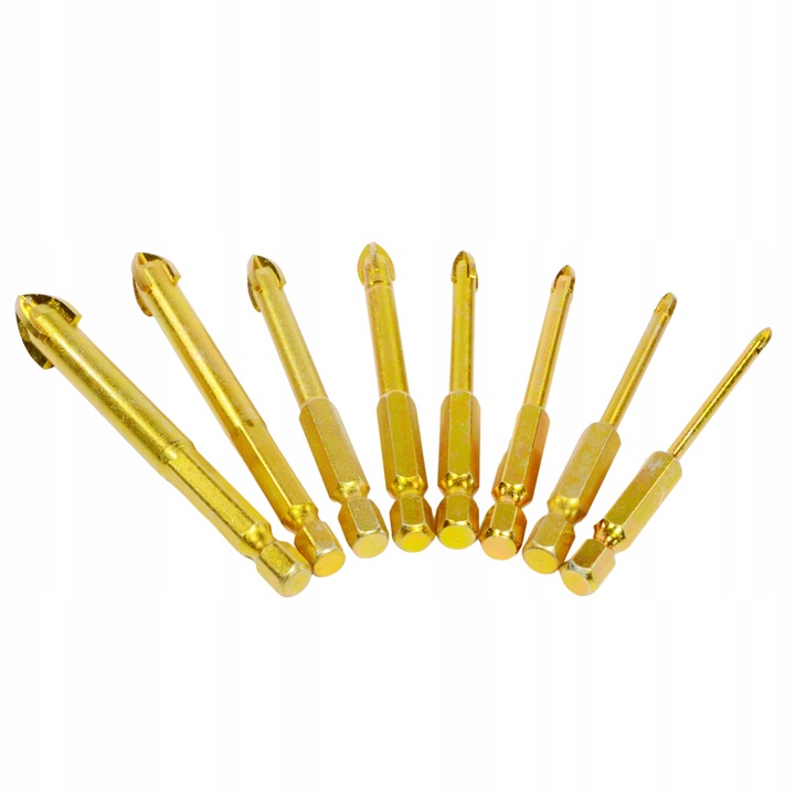 WIERTŁA DO SZKŁA PŁYTEK CERAMIKI GRESU WIERTŁO 3-12MM 8 SZT HEX 1/4"