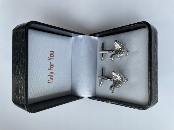 Spinki do mankietów EXC KURA Kurka Nioska Znosząca Złote Jaja w białym Etui