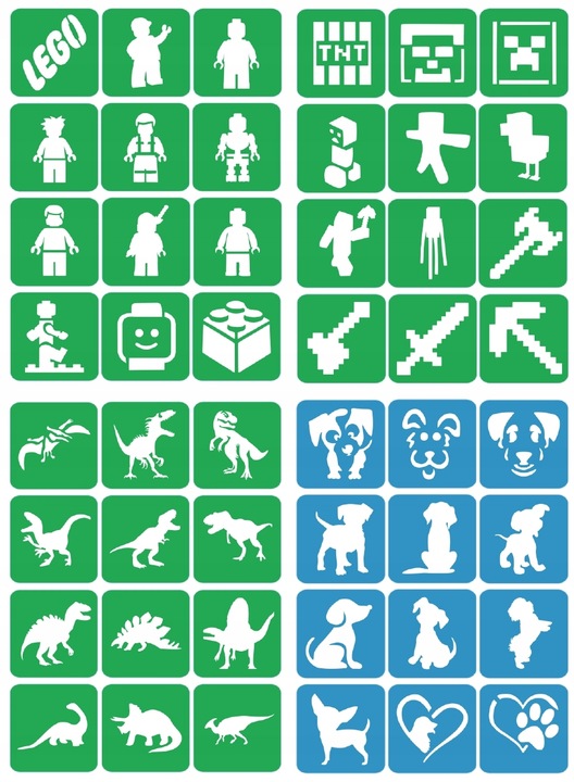 Szablony do tatuaży brokatowych, Tatuaże brokatowe - mix 100 sztuk