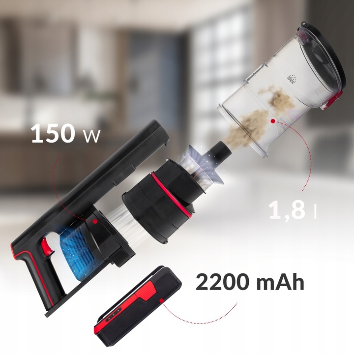 ODKURZACZ PIONOWY BEZPRZEWODOWY RĘCZNY LEHMANN BEZWORKOWY