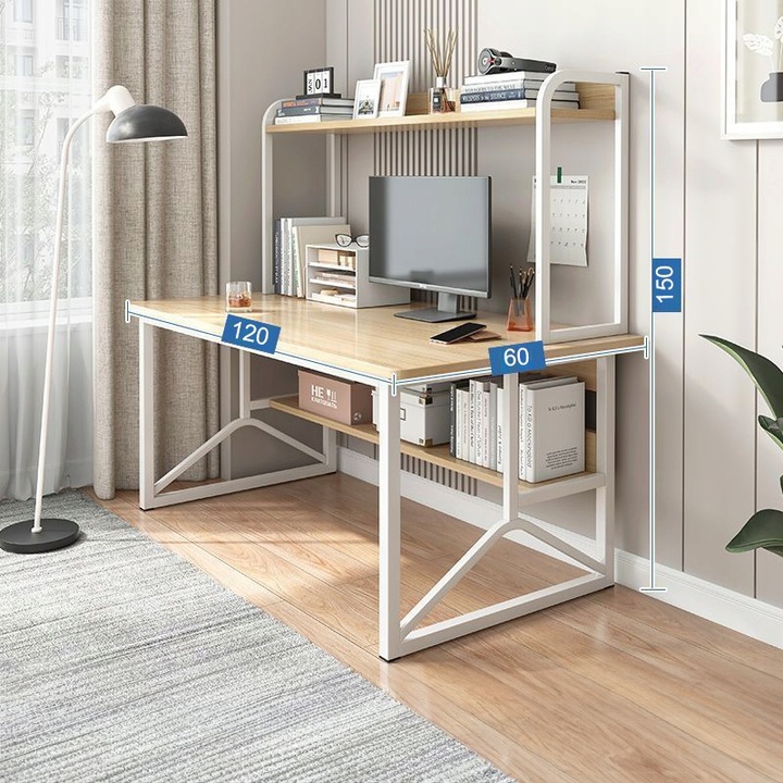 BIURKO KOMPUTEROWE JASNY DĄB LAPTOP STOLIK GAMINGOWE NOWOCZESNE LOFT