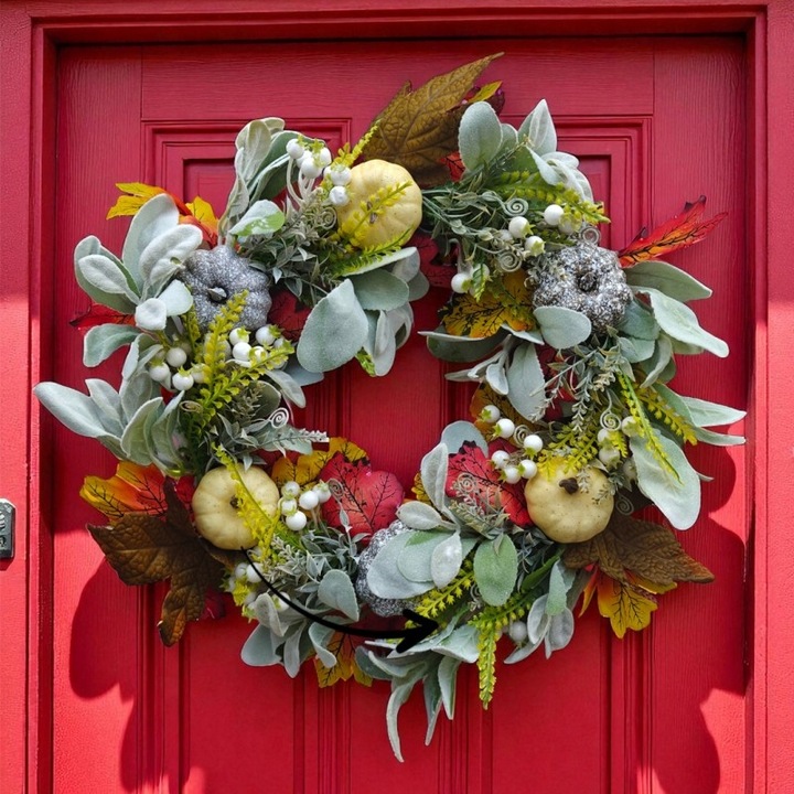 WIENIEC WIANEK GIRLANDA NA DZWI DEKORACYJNY JESIENNY STROIK DYNIE DOM