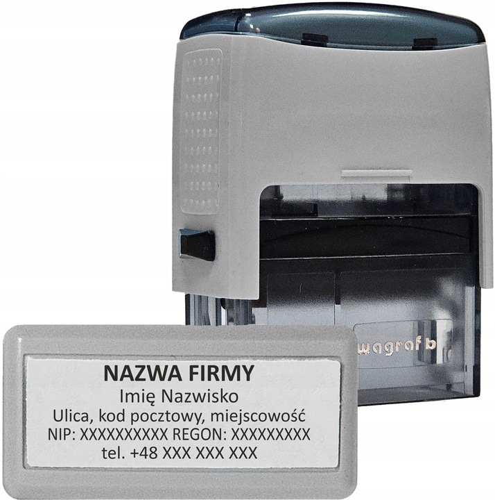 WAGRAF B3 - Pieczątka do 6 wersów - FIRMOWA - 12 kolorów obudowy do wyboru
