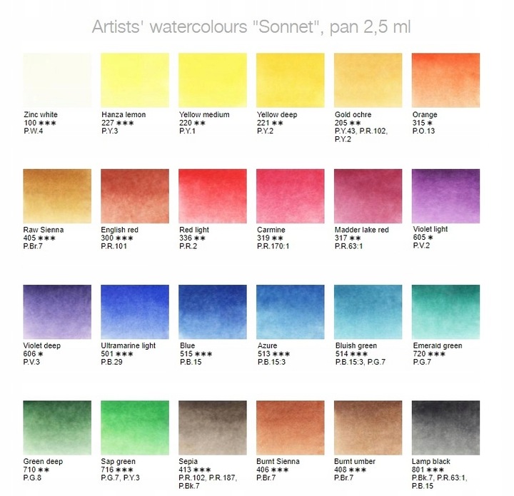 Zestaw AKWARELI SONNET 24 k do Zdobień Paznokci - oryginalne Farby Manicure