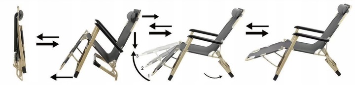 Leżak Ogrodowy Rozkładany Zero Gravity Krzesło Turystyczne Miękka
