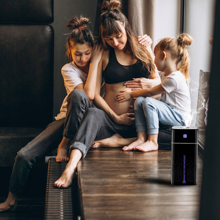 NAWILŻACZ POWIETRZA DYFUZOR ZAPACHOWY AROMATERAPIA LAMPKA LED CZARNY