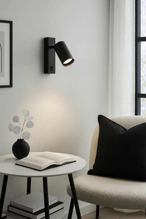 Lampa Ścienna Kinkiet z Włącznikiem Tuba Metal SPOT LED GU10