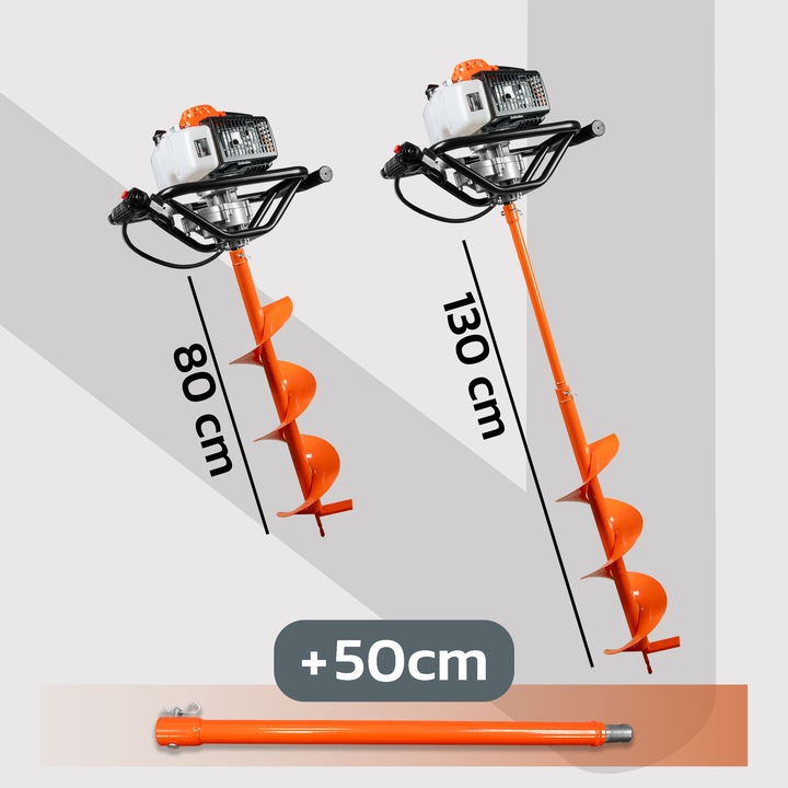 POTĘŻNA WIERTNICA SPALINOWA GLEBOWA 3 WIERTEŁA 30/20/10CM + PRZEDŁUŻKA