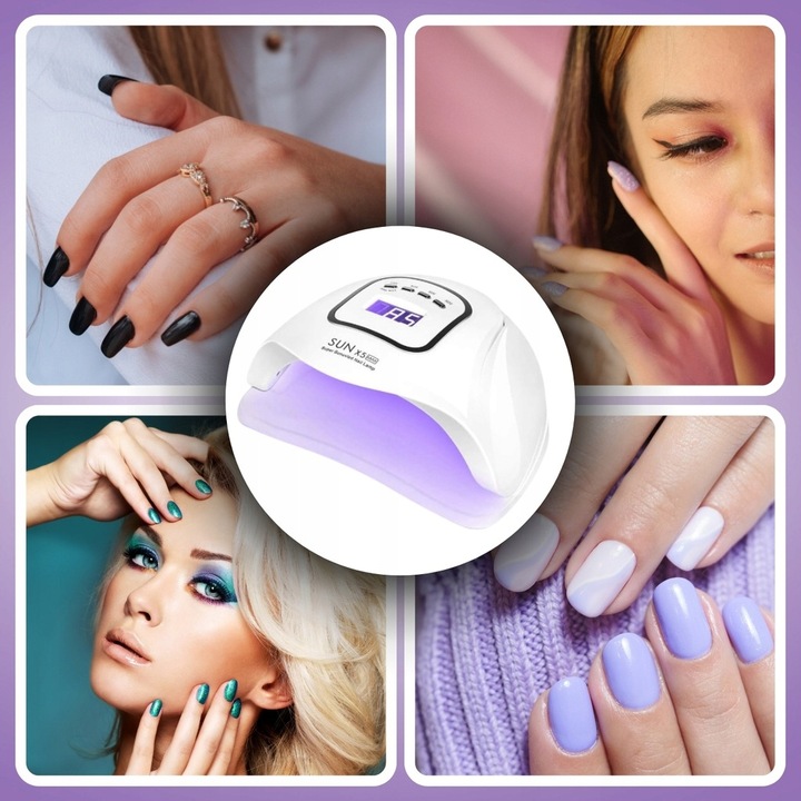 LAMPA UV DO PAZNOKCI LED 80W DO HYBRYD ŻELI MOCNA SUN X5 MAX BIAŁA LCD
