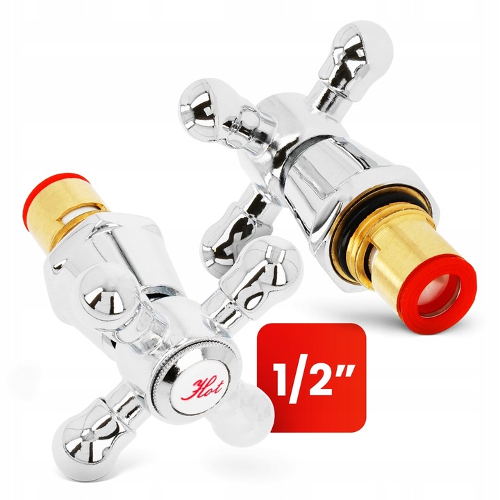 2X POKRĘTŁO KUREK UCHWYT BATERII KRANU RETRO POKRĘTŁA GŁOWICE