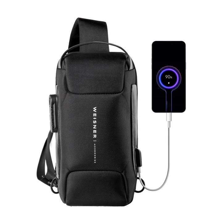 TORBA SASZETKA MĘSKA NERKA PLECAK ANTYKRADZIEŻ USB