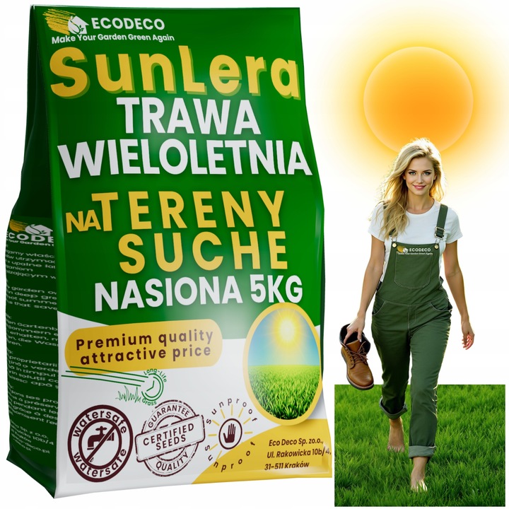 Trawa Nasiona Uniwersalna 5kg na Tereny Suche Trawnik 200m2 Mieszanka Traw