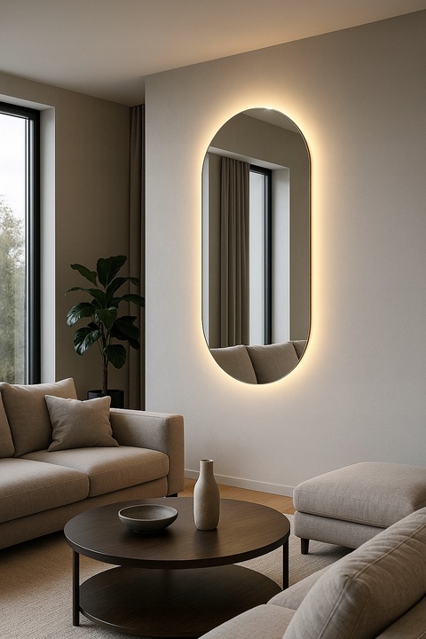 Lustro owalne LED COB łazienkowe, uniwersalne 100x50 cm bez ramy IP 67