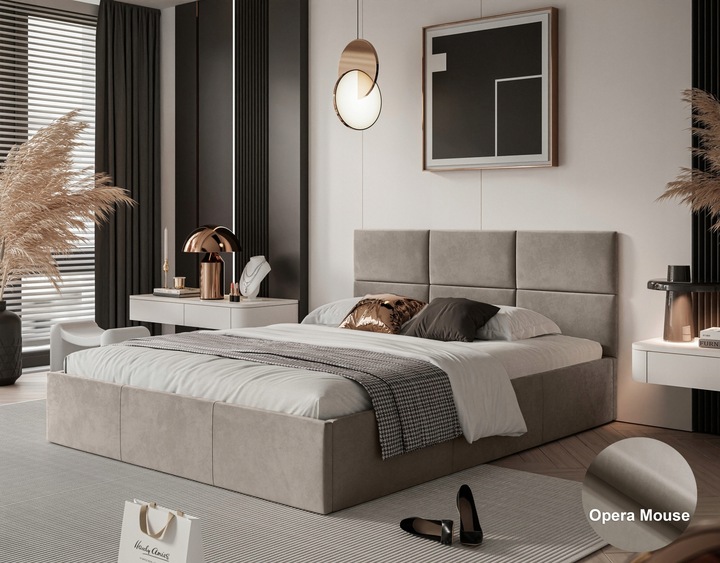 ŁOŻKO TAPICEROWANE PORTO Z PODNOSZONYM STELAŻEM POJEMNIKIEM POŚCIEL 180x200