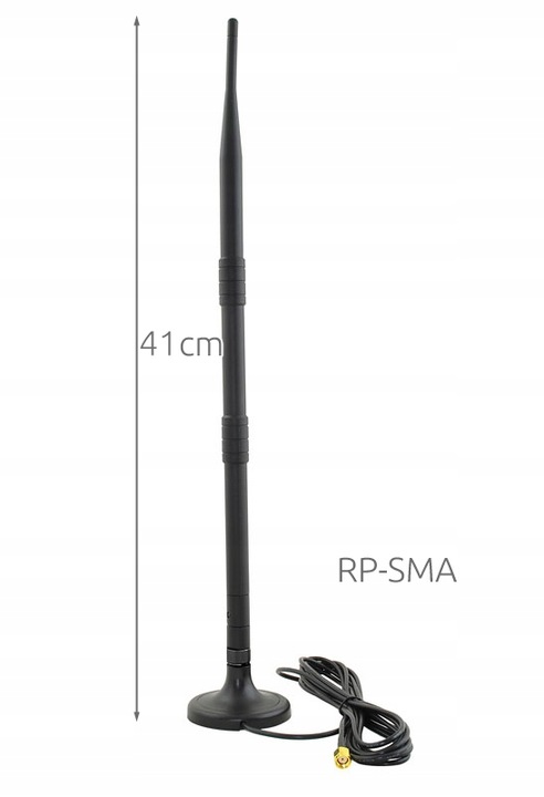 ANTENA 12dBi ROUTER LTE HUAWEI RP-SMA do kamery falownika DOOKÓLNA z kablem