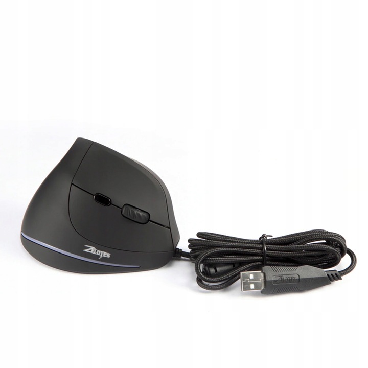 PIONOWA myszka ergonomiczna wertykalna podświetlana LED USB ZELOTES T20