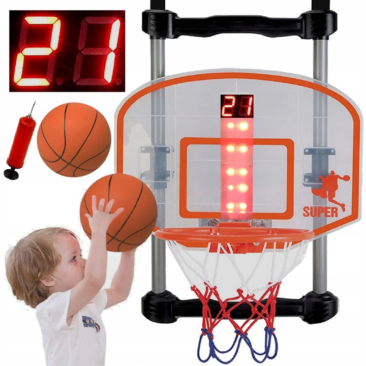 Koszykówka dla dzieci INTERAKTYWNA TABLICA LICZNIK DŹWIĘK ŚWIATŁA kosz gry