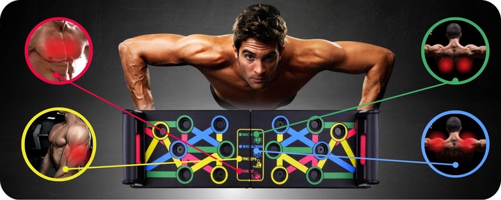 DESKA DO ROBIENIA POMPEK ĆWICZEŃ PUSH POMPKI TRENING + UCHWYTY 14w1