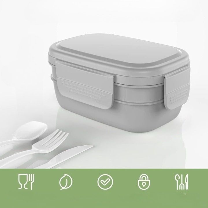 LUNCH BOX PUDEŁKO NA ŻYWNOŚĆ PODRÓŻNE POJEMNE NA WYJAZD 3W1 SZCZELNE 2000ML