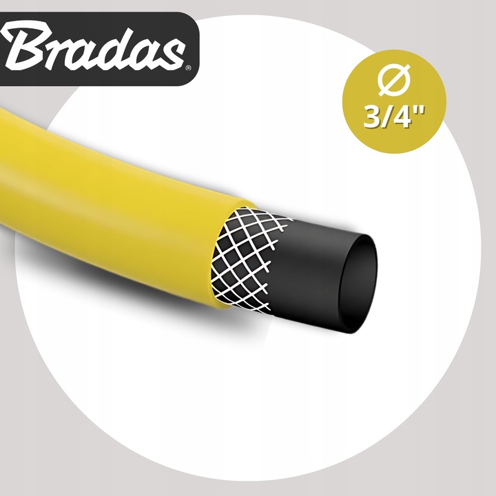 WĄŻ OGRODOWY 3/4" 30m WZMACNIANY MEGA WYTRZYMAŁY Do podlewania ogrodu żółty