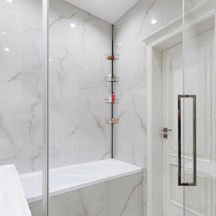 Półka łazienkowa narożna teleskopowa 4 półki do łazienki toalety WC