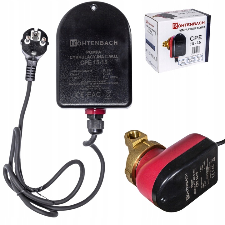 POMPA OBIEGOWA CYRKULACYJNA DO WODY CIEPŁEJ C.W.U. CPE 15-15 KABEL