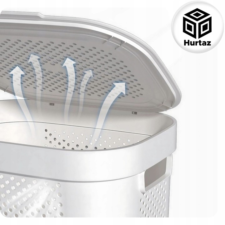 Kosz na Pranie Bieliznę Duży Kufer 60l Szary Pojemnik Plastikowy z