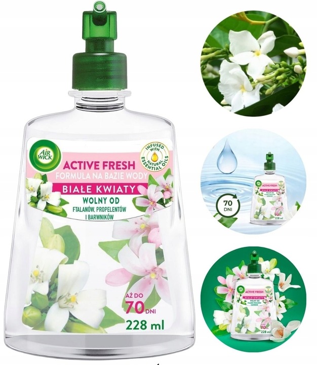 Air Wick Active Fresh Odświeżacz Powietrza WKŁAD Białe Kwiaty ZAPAS 228 ml