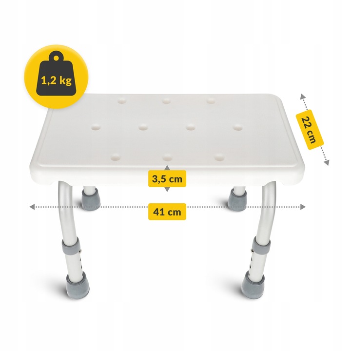 TABORET STOPIEŃ SCHODEK SIEDZISKO DO WANNY PRYSZNIC REGULOWANA WYSOKOŚĆ