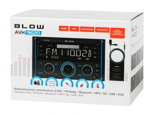 RADIO SAMOCHODOWE 2-DIN BLUETOOTH USB SD RDS LCD RGB MIKROFON PILOT ZESTAW