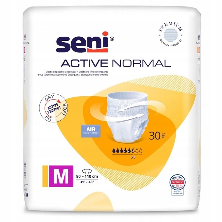 SENI ACTIVE NORMAL M MAJTKI CHŁONNE DLA DOROSŁYCH 30 SZT.