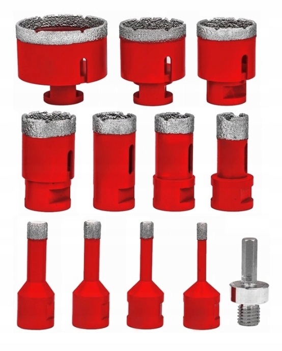 WIERTŁA DIAMENTOWE OTWORNICE DO GRESU 6-68MM ZESTAW OTWORNIC W WALIZCE 12EL