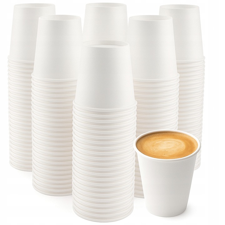 Kubki papierowe jednorazowe do kawy biały 250ml 100szt bez plastiku EKO
