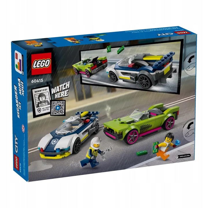 LEGO City Zestaw 60415 Pościg radiowozu za muscle carem auto + Torba LEGO